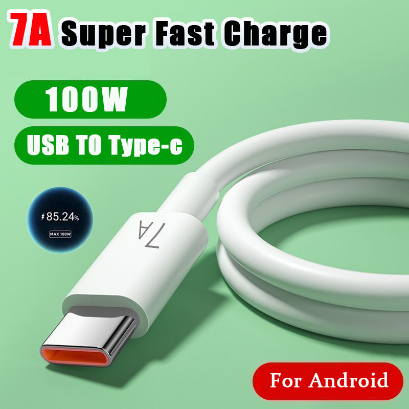 100W 7A สายชาร์จโทรศัพท์มือถือ Type-C ที่ชาร์จเร็วสุด USB สายเคเบิลข้อมูลชาร์จเร็วเหมาะสำหรับ OPPO/Xiaomi/Vivo