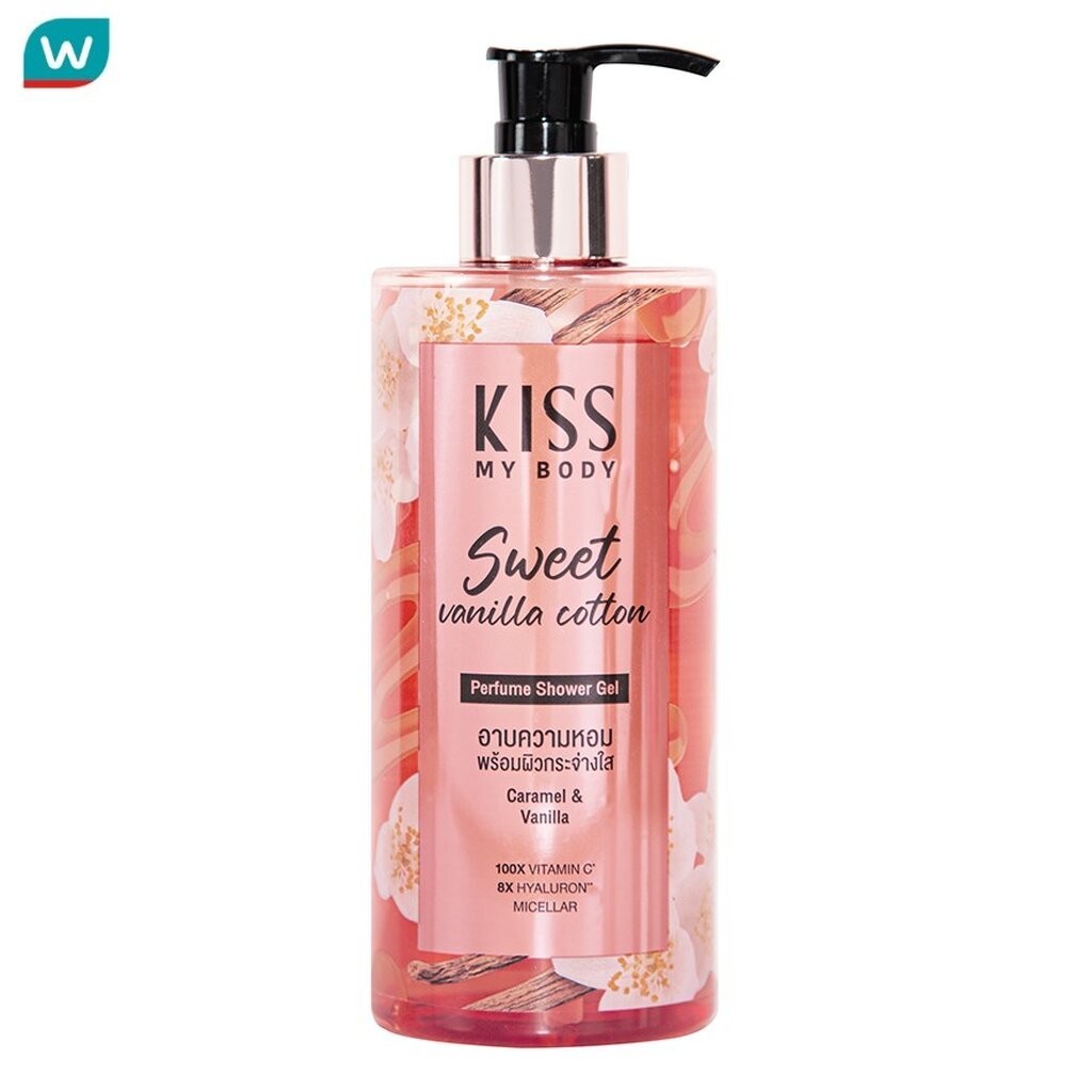 Kiss My Body คิส มาย บอดี้ เพอร์ฟูม ชาวเวอร์ เจล สวีท วานิลา คอตตอน 380 มล.เจลอาบน้ำ ผิวหอม