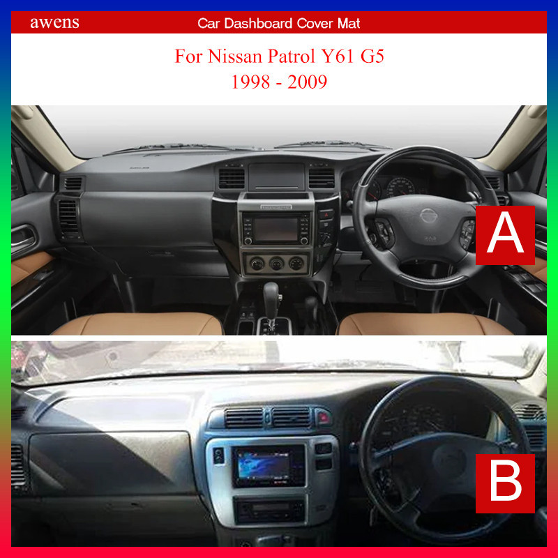 สําหรับ Nissan Patrol Y61 G5 1998-2009 GRX GR V หนังนิ่มหนัง Dashmat Dashboard ฝาครอบ Pad Dash Mat พ