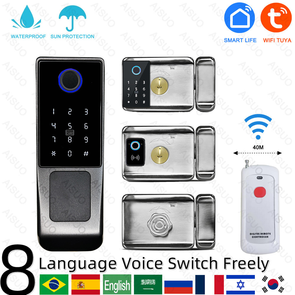 TUYA WIFI Outdoor Waterproof Smart Lock Fingerprint Biometric Digital Lock with Remote Control Smart