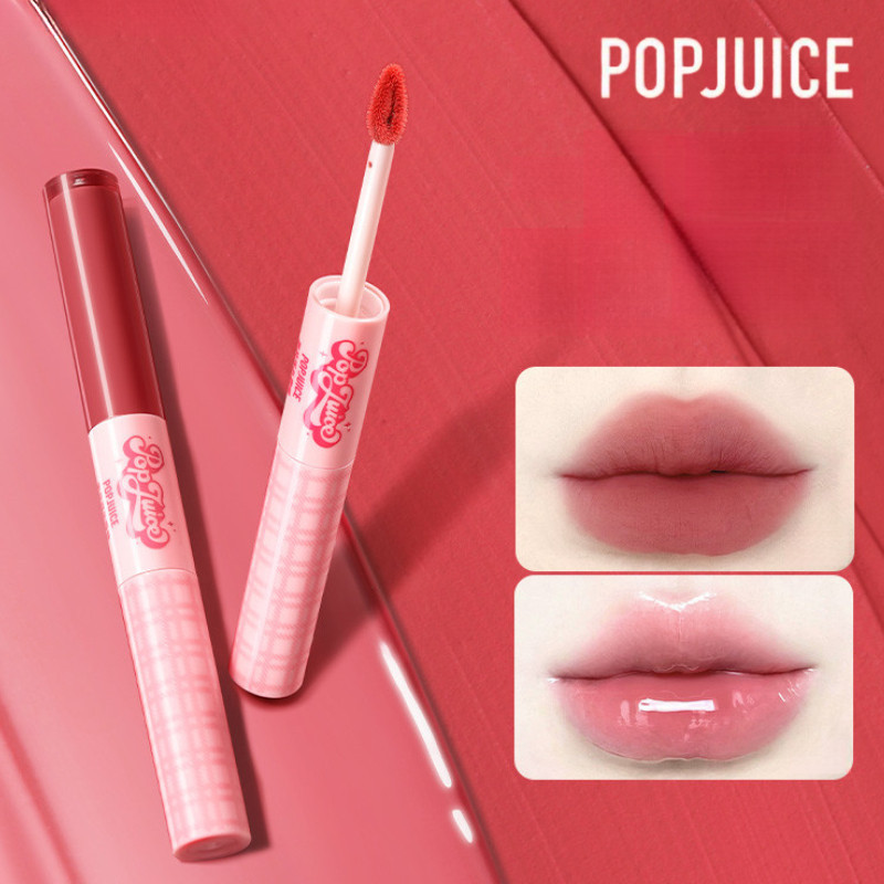 POPJUICE ลิปเคลือบ ลิปเคลือบสองปลาย ลิปเคลือบด้าน ลิปกลอสให้ความชุ่มชื้น
