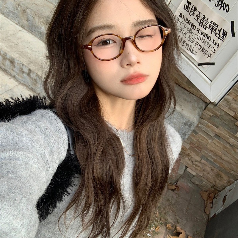 👓แว่นสายตาสั้น👓 ป้องกันแสงสีฟ้า เต่าลายเสือดาววงรี กรอบแว่นน่ารักสไตล์เรโทรสําหรับผู้ชายและผู้หญิง