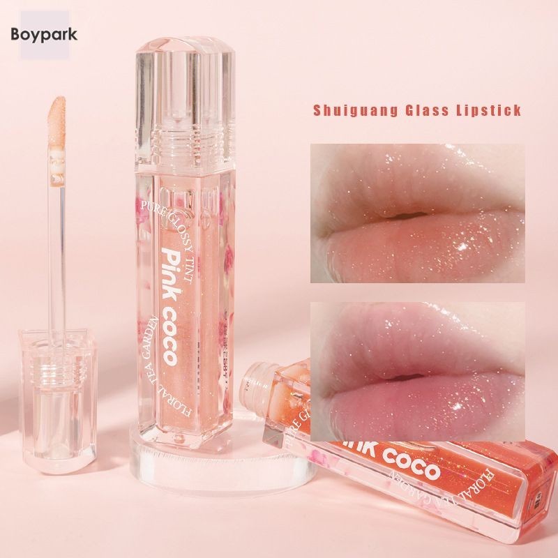 【BY】 Pink Coco ลิปกลอส ประกายมุก กันน้ำ ให้ความชุ่มชื้น ไม่ติดแก้ว-BY
