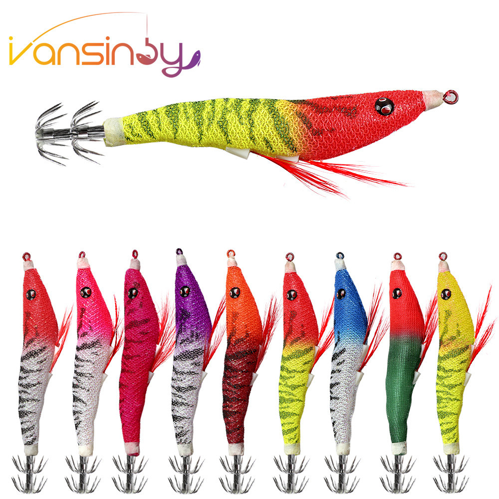 11 ซม./7g ตกปลา Lure ปลาหมึก Jig กุ้ง Full body Luminous Glow in Dark ประดิษฐ์ Spinner Lure สําหรับ Cuttlefish Octopus