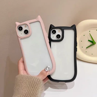 Cat หูเคสโทรศัพท ์ สําหรับ for iPhone 16 11 13 14 xr 15 pro max 13pro 15pro 14 plus 11pro max XS TPU แผงหลังแข็งขอบนิ่ม