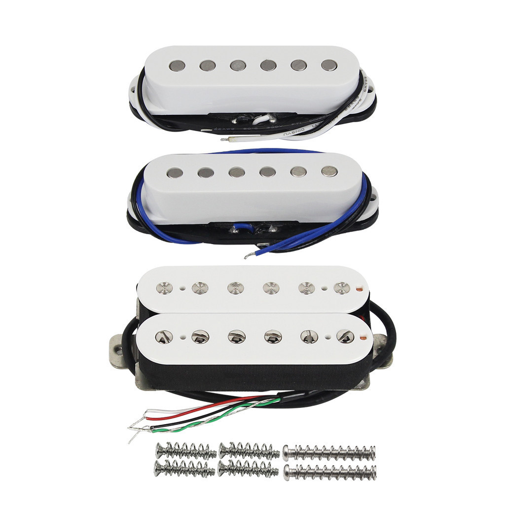 Fleor 3PCS Alnico 5 กีตาร์ Single Coil Pickups & Humbucker Pickup สีขาว HSS SSH ชิ้นส่วนกีตาร์ไฟฟ้า