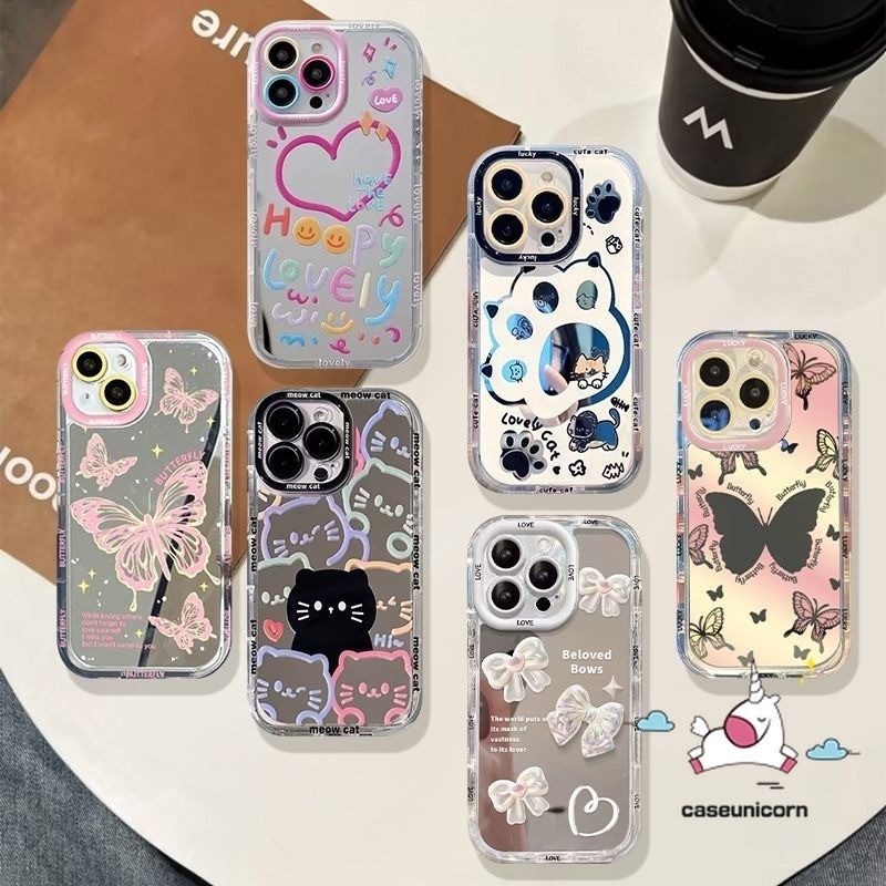 SAMSUNG ปลอกสําหรับsamsung A15 A05s A25 A51 A14 A24 A12 A34 A05 A34 A10s A13 A03s A02s A54 A03 A55 A35 M12 M01Sน่ารักการ์ตูนหรูหราสีผีเสื้อLove Make