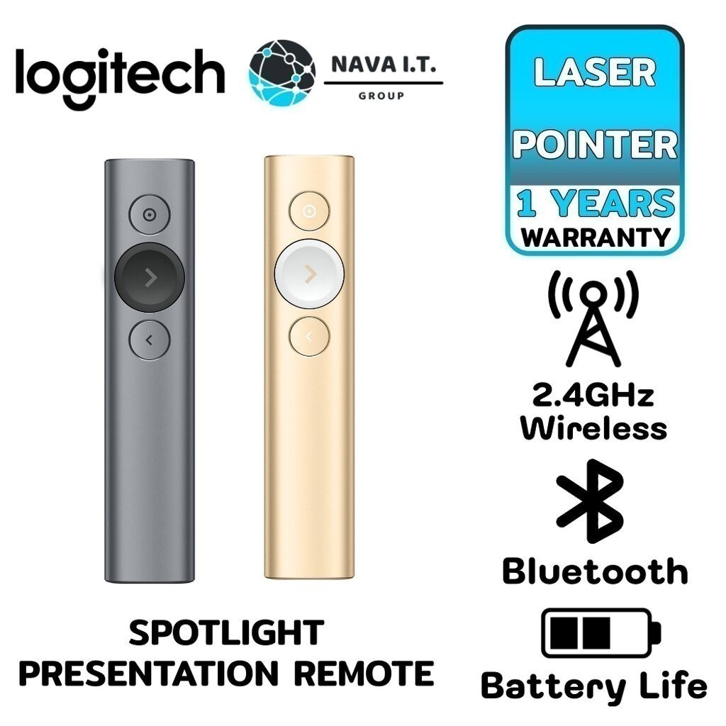 มีส่งด่วน LOGITECH SPOTLIGHT WIRELESS PRESENTER REMOTE รีโมทเลเซอร์พอยเตอร์ รับประกัน 1 ปี
