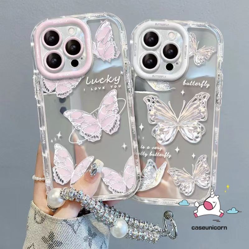สําหรับvivo Y18 Y03 Y12 Y15 Y28 Y11 Y17 Y18E Y20 Y20i Y15s Y75 Y12s Y16 Y50 Y02s Y30 Y22 Y91 Y21 Y33s Y55s Y17s Y21s Y12Aกรณีผีเสื้อกรณีโรแมนติกการ์ตูนสร้อยข้อมือ