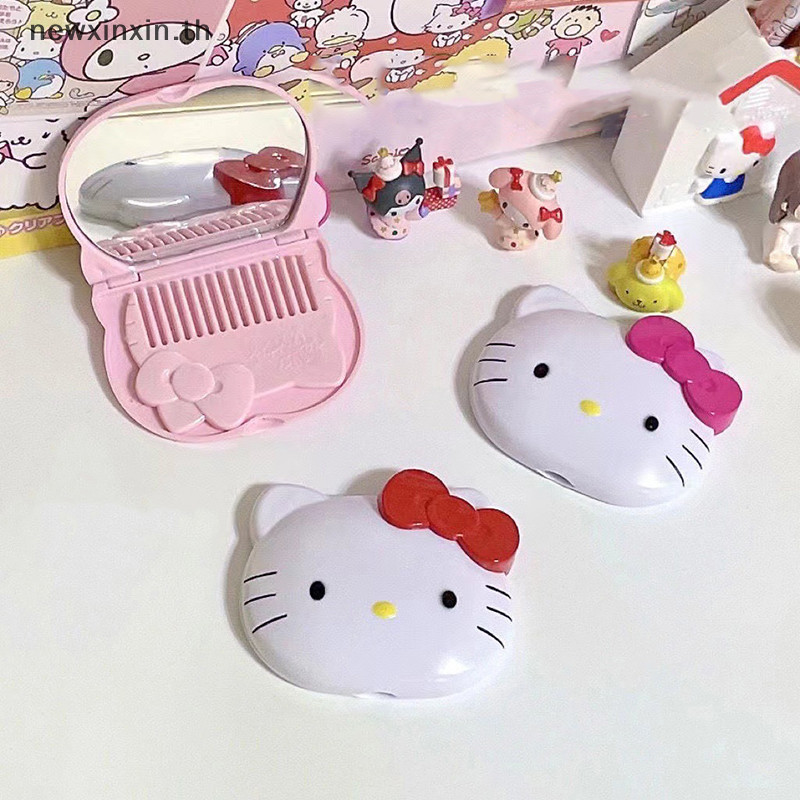 ^N^ แบบพกพา Sanrio Hello Kitty Kawaii หวีพับ Travel แปรงหวีผมนวดผมเครื่องมือจัดแต่งทรงผม {T}
