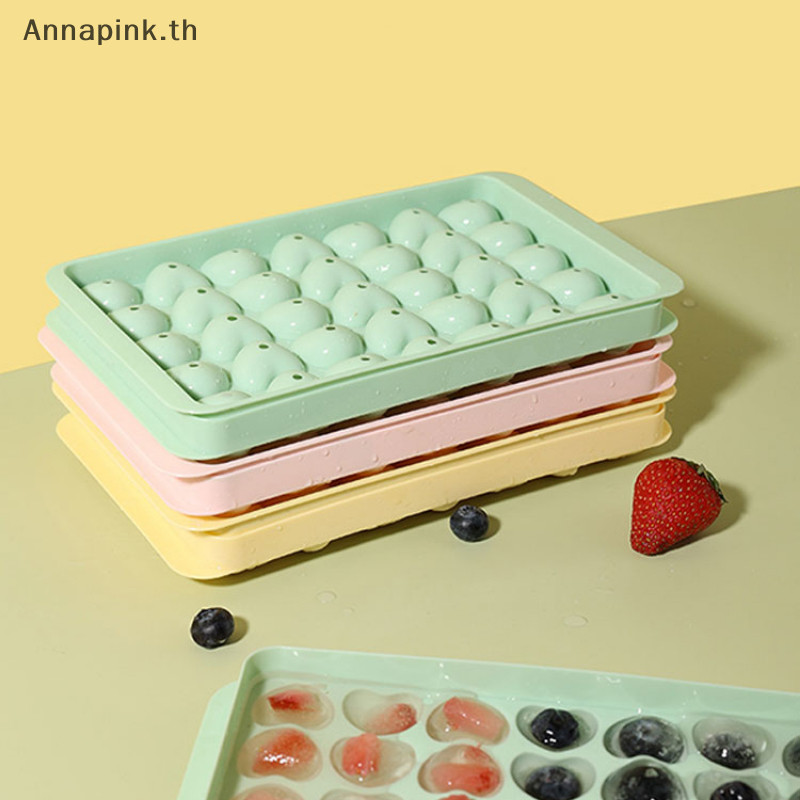 Annapink.th 35 หลุมซิลิโคน Ice Cube แม่พิมพ์รูปหัวใจถาดน้ําแข็งน้ําแข็งแช่แข็งแม่พิมพ์กล่องน้ําแข็งพร้อมฝาปิดเครื่องมือห้องครัวอุปกรณ์เสริม EN