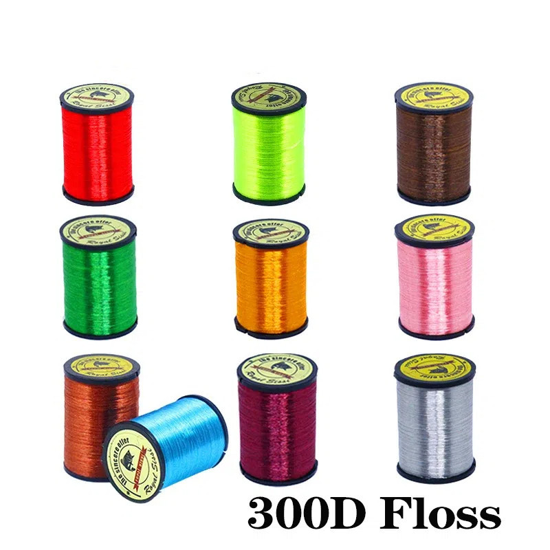 Fly Tying Super Floss Thread ขี้ผึ้งสูง 300D Fly Tying เส้นด้าย Silky แบน