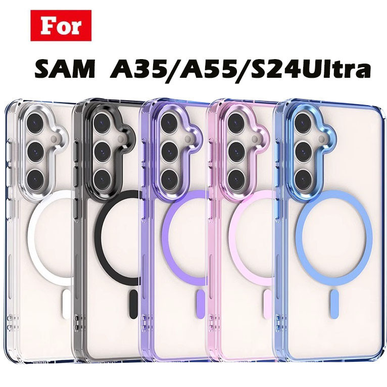359. เคสโทรศัพท์มือถือ เคส ชาร์จได สำหรับ Samsung Galaxy S23 S22 Ultra Plus S23ultra S24ultra เคสใส แม่เหล็ก