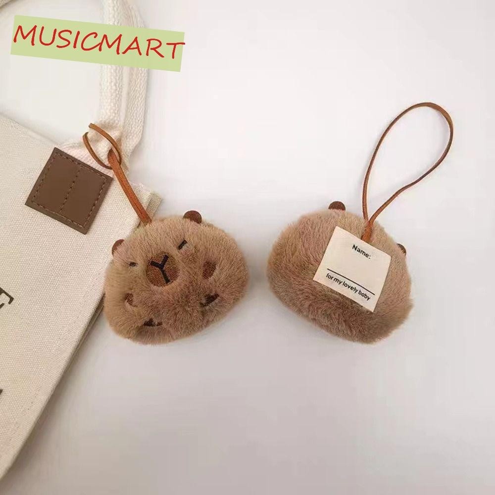 Musicmart Capybara พวงกุญแจตุ๊กตา,การ์ตูนของเล่นชื่อกระเป๋าแท็ก,ตลกนุ่มยัดไส้หนูตะเภาจี้