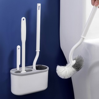 3in1 Toilet Brush Set with Silicone Bristles and Wall-mounted Holder Bathroom Brush Toilet Wand