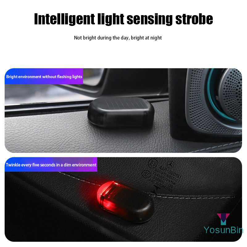 YosunBin] Strobe สัญญาณระบบรักษาความปลอดภัย Universal แฟลชคําเตือนไฟ LED นาฬิกาปลุกรถพลังงานแสงอาทิตย์จําลองปลอม Anti-theft ระวังใหม่