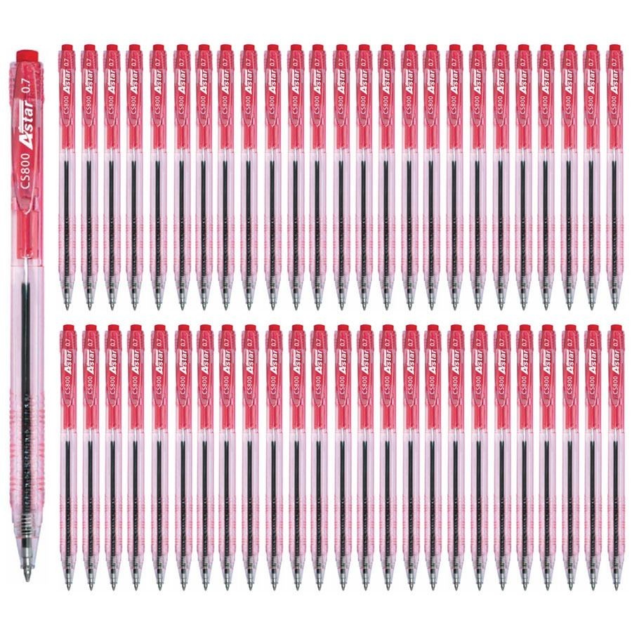 [Bundle 50 ชิ้น] Astar Retractable Fine Point Ball Pen 0.7mm (หมึกสีแดง)
