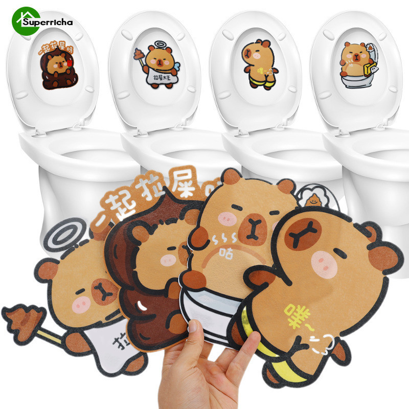 ผู้วางตกแต่งบ้านติดผนัง - คาปิบาระ สติกเกอร์กําจัดกลิ่นฝาชักโครก - น่ารัก, การ์ตูน, หลายสไตล์-สักหลาด, กันน้ํา, ปราศจากกลิ่น - แผ่นแปะอโรมาห้องน้ํา