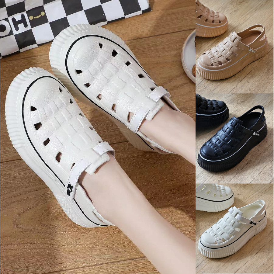 Ann.Fashion รองเท้าแตะผู้หญิงแบบสวม หุ้มหน้าเท้า ยางนิ่มใส่สบาย รองเท้าพื้นหนา 2 นิ้ว #sy171