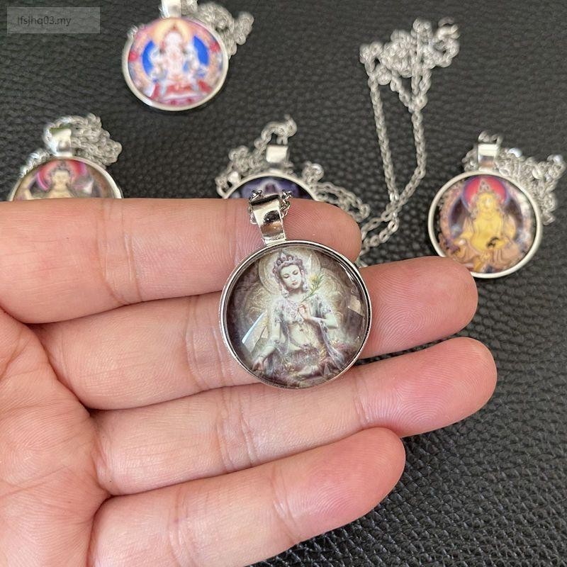 Amitabha สร้อยคอจี้พระพุทธรูปรูปปั้น Ksitigarbha พระโพธิสัตว์ Guanyin สีเหลืองเทพเจ้าแห่งความมั่งคั่