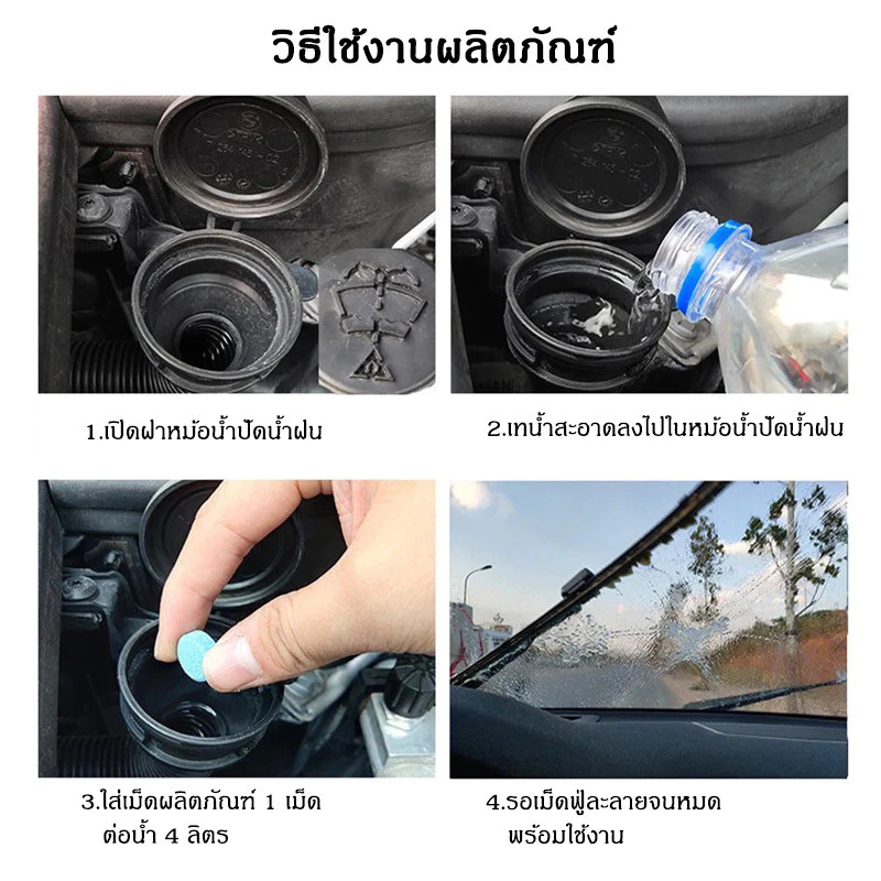 น้ำยาเช็ดกระจก เม็ดน้ำยาทําความสะอาดกระจกรถยนต์ น้ำยาเติมหม้อพักน้ำล้างกระจก เม็ดฟู่เช็ดกระจก ​1 ชิ้นน้ำยา 4 ลิตร thumbnail 7