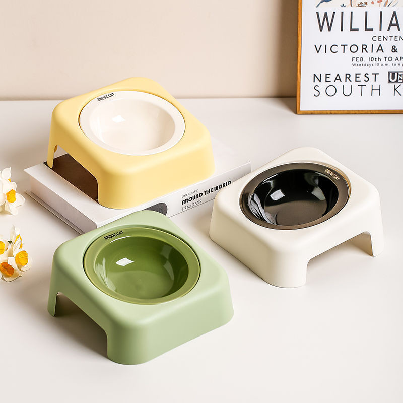 High-value Cat Bowl ชามอาหารเซรามิกโครงเหล็กคอรองรับวงเล็บชามอาหารสุนัขชามสุนัข