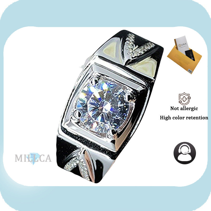 รวมใบรับรอง GRA |แหวนสุภาพสตรี Platinum Diamond Moissanite แหวนเปิดเรียบรูปตัว V