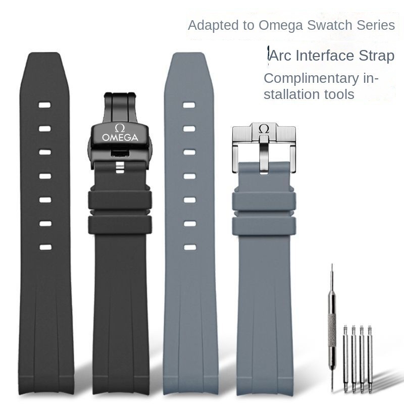 สายนาฬิกา Curve End 20 มม. สําหรับ Swatch X Omega Joint MoonSwatch Planet Series นาฬิกาสําหรับผู้หญิงผู้ชายสร้อยข้อมือข้อมือกันน้ํา