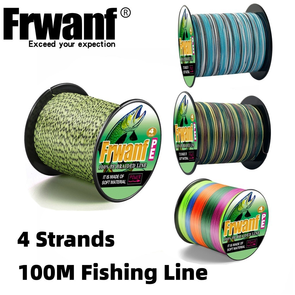 Frwanf 100 เมตร PE 4 เส้น สายถัก 0.9-45.3kg Multifilament สายตกปลา Smooth Line
