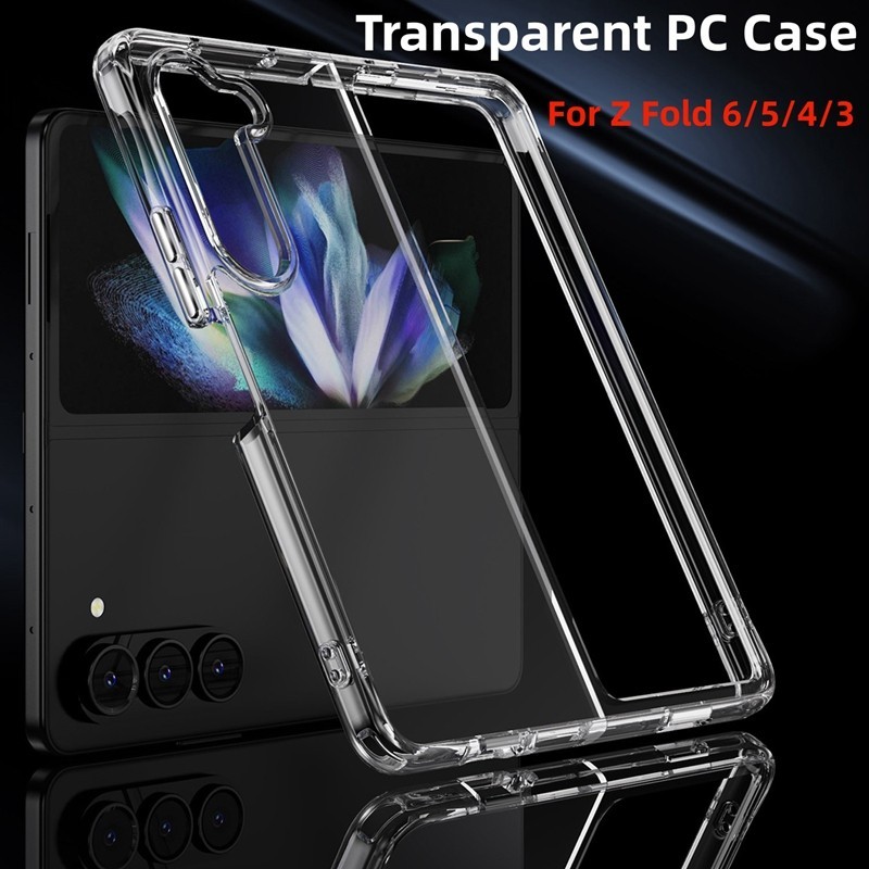 โปร่งใสสําหรับ Samsung Galaxy Z Fold 6 5 4 3 Ultra Thin Hard PC กรณีกันกระแทกฝาครอบป้องกันสําหรับ Galaxy Z Fold6 กรณี