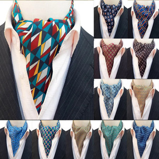 ผู้ชายวินเทจลายจุดงานแต่งงานอย่างเป็นทางการ Cravat Ascot Scr…