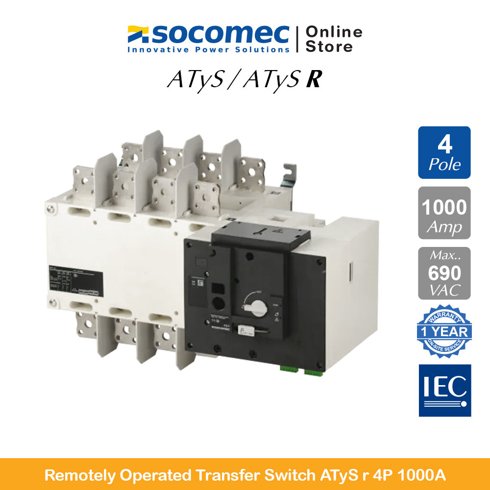 Socomec Remotely Operated Transfer Switch ATyS r 4P 1000A | 95234100 | Socomec
