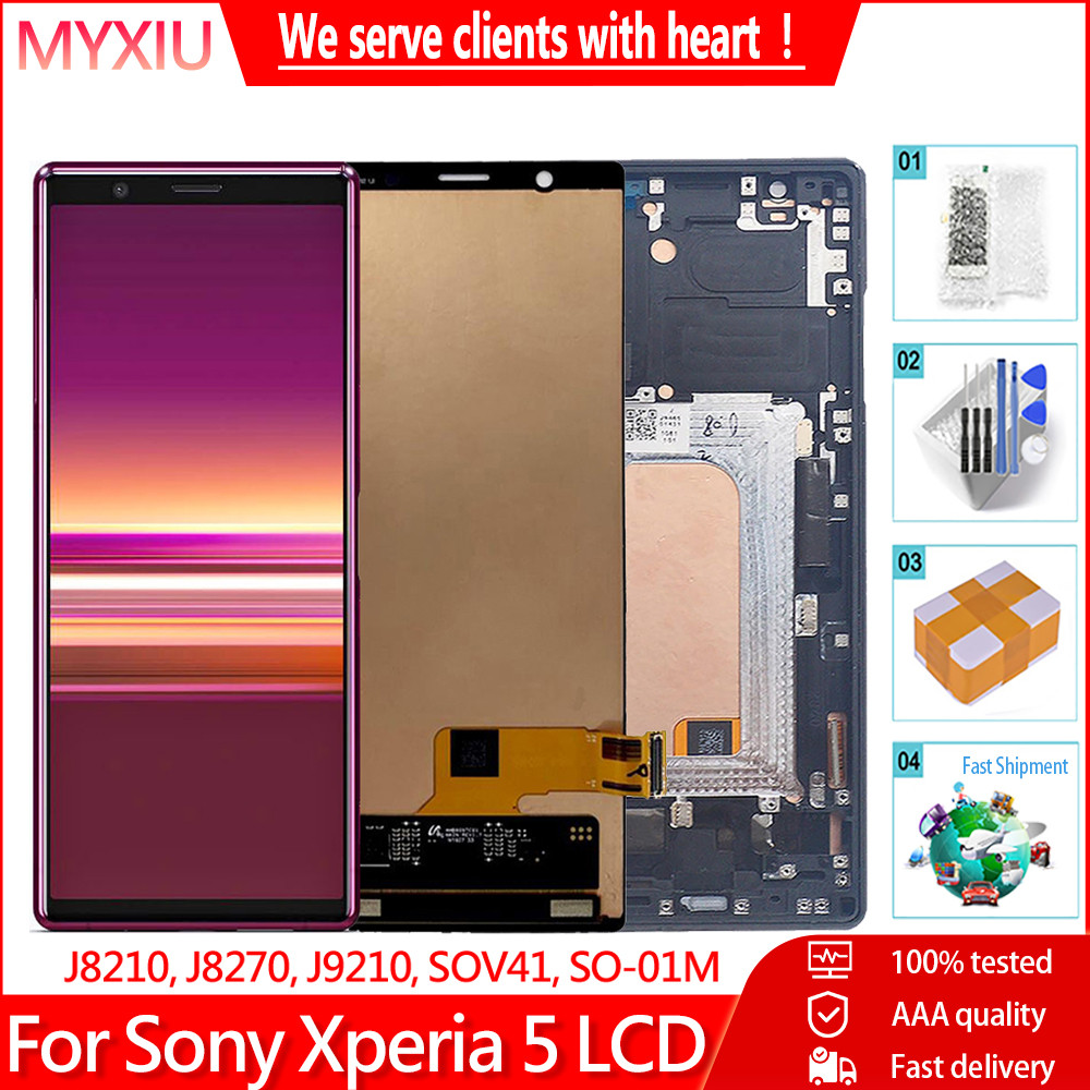 6.1 "Original OLED สําหรับ SONY Xperia 5 J8210 J8270 J9210 จอแสดงผล LCD หน้าจอสัมผัสกรอบ Digitizer A