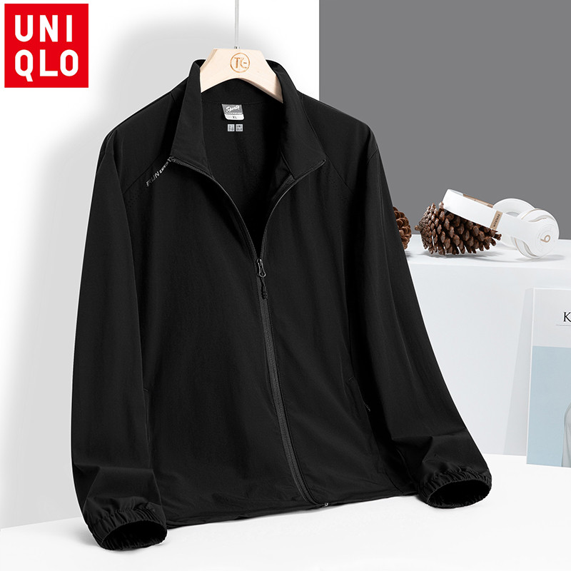 Uniqlo L-5XL เสื้อแจ็คเก็ตกันแดดคอตั้งสําหรับผู้ชาย ป้องกันรังสียูวี UPF50+ น้ําหนักเบา ระบายอากาศได้ดี แห้งเร็ว