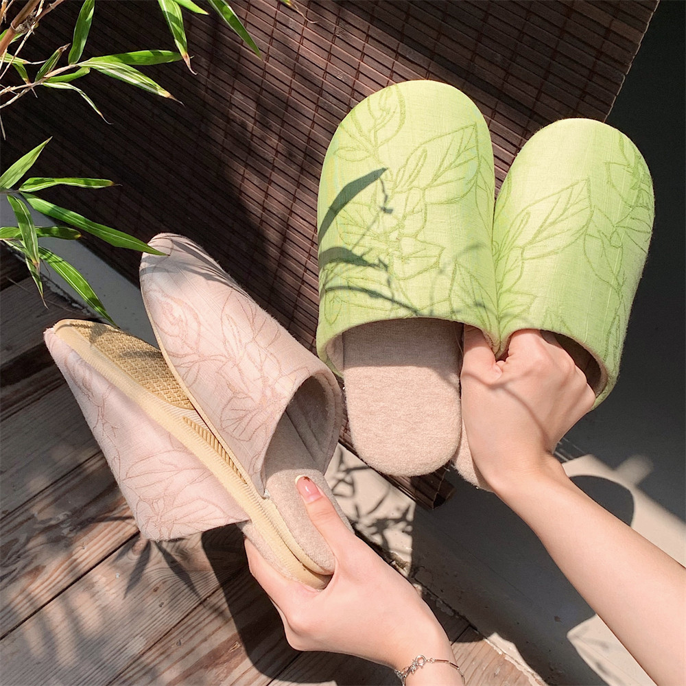 Xitiao Zen Home Ladies Retro รองเท้าแตะผ้าฝ้าย Baotou สบาย