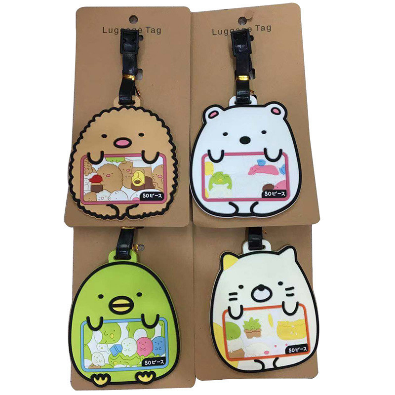 Sumikko Gurashi กระเป๋าเดินทางแท็กการ์ตูน ID ผู้ถือที่อยู่ Baggage ป้ายซิลิกาเจลระบุอุปกรณ์การเดินทา