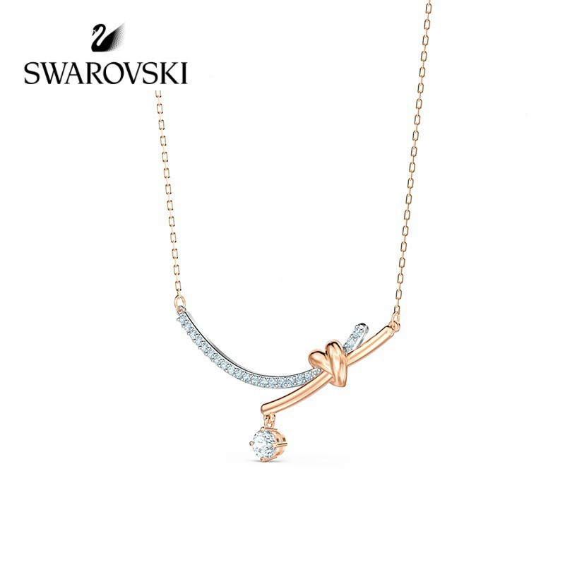Swarovski Life HRT Knot แฟชั่นสร้อยคอหญิงหรูหรา All-Match โรแมนติกสําหรับแฟนสร้อยคอ Love &- LLWZ
