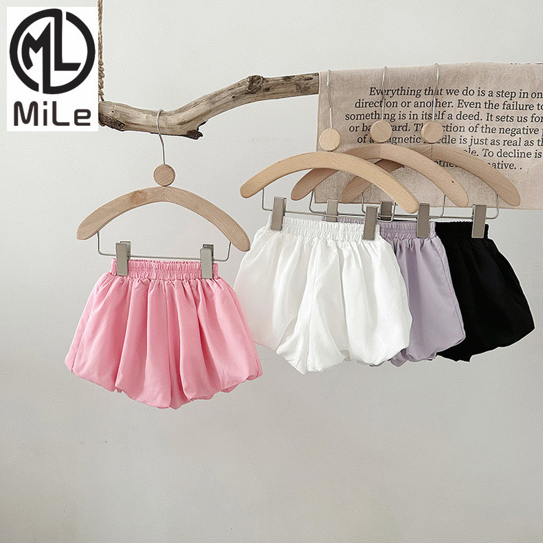 [ML] 90-130 ซม.กางเกงขาสั้นเด็กผู้หญิงหลากสีฤดูร้อนสไตล์ใหม่เด็กผู้หญิงสบายๆสบายเด็กสีทึบชุดกีฬาผู้หญิง