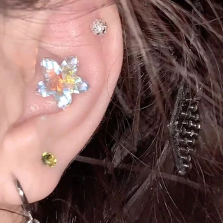 Roselife 1PC คริสตัลโบว์ผีเสื้อ Star สกรู Pierced ต่างหูสําหรับผู้หญิงสาวแฟชั่นหู Studs เครื่องประดับ