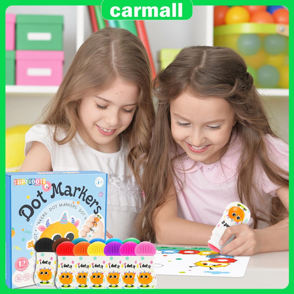 Kid Dot Marker Set Washable Dot Paint Marker 12 สีเด็กวัยหัดเดิน Dot Art Supplies Kit Bingo Markers 