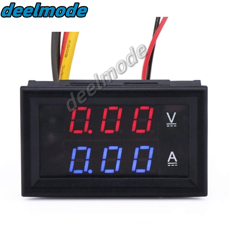 Dc0-100v 1A 10A 50A 100A โวลต์มิเตอร์แอมมิเตอร์ดิจิตอล 2 in1 แผงมัลติมิเตอร์ DC4-30V แรงดันไฟฟ้าแอมป์มิเตอร์ แรงดันไฟฟ้าและกระแสปรับได้ Voltage and current adjustable