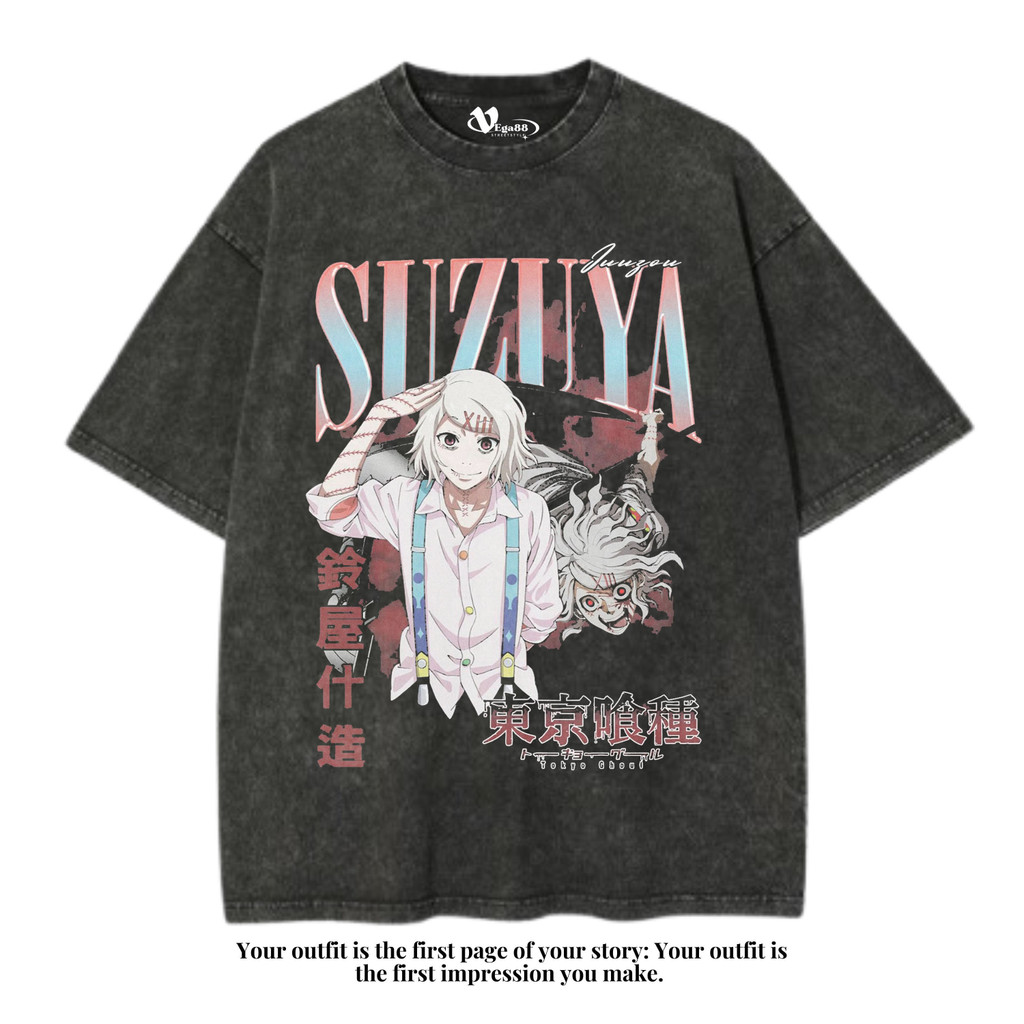 VEGA88 *tokyo ghoul juuzou suzuya* เสื้อโอเวอร์ไซส์ | เสื้อยืดโอเวอร์ไซส์ | เสื้อยืดฟอก | ซักผ้า | เ