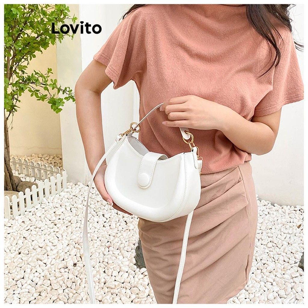 Lovito กระเป๋าสะพายข้าง Hle สีมาการอง เรียบง่าย ดีไซน์ทันสมัย เรียบง่าย น่ารัก กระเป๋าสะพายไหล่ขนาดเล็กสำหรับผู้หญิง LFA71275