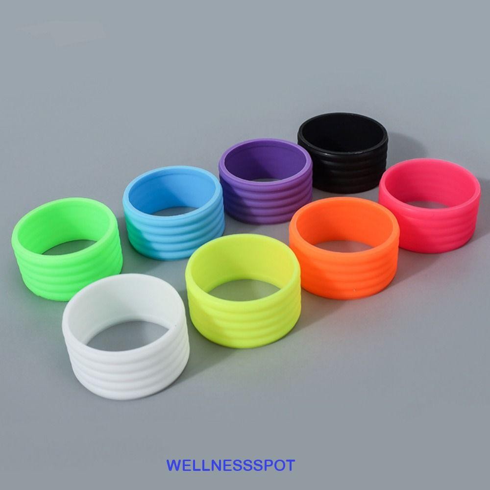 Wellnessspot 4 ชิ้นซิลิโคนไม้เทนนิส Grip, Overgrips คงที่ดูดซับเหงื่อแร็กเก็ตแหวนยางไม้เทนนิส