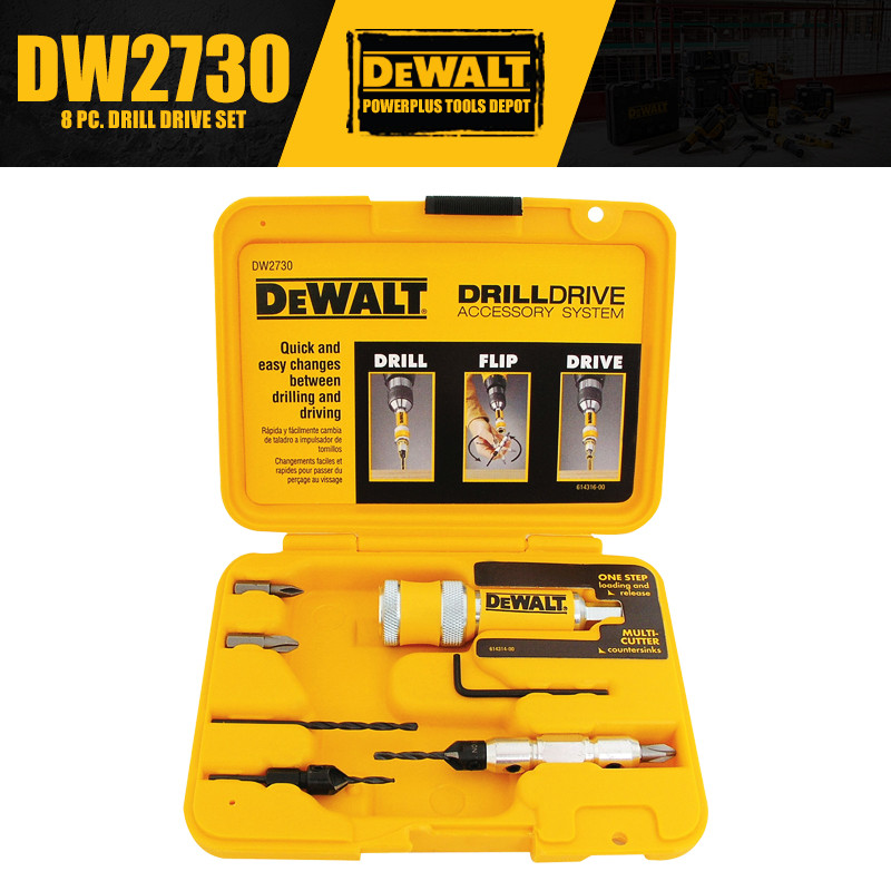 DEWALT DW2730 8PC เจาะไดรฟ์ชุดเครื่องมืออุปกรณ์เสริมงานไม้