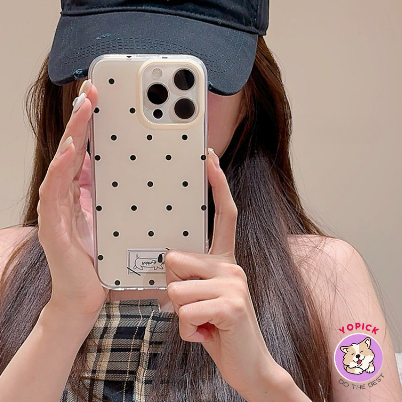 สําหรับ iphone 16pro โทรศัพท์ เคสจุดคลื่นสีดํา iphone15 ใหม่ 13 ผู้หญิง 14promax สองชั้นรวมทุกอย่างป้องกันการตก 15pro กรณี BB - ภาพย่อย 5