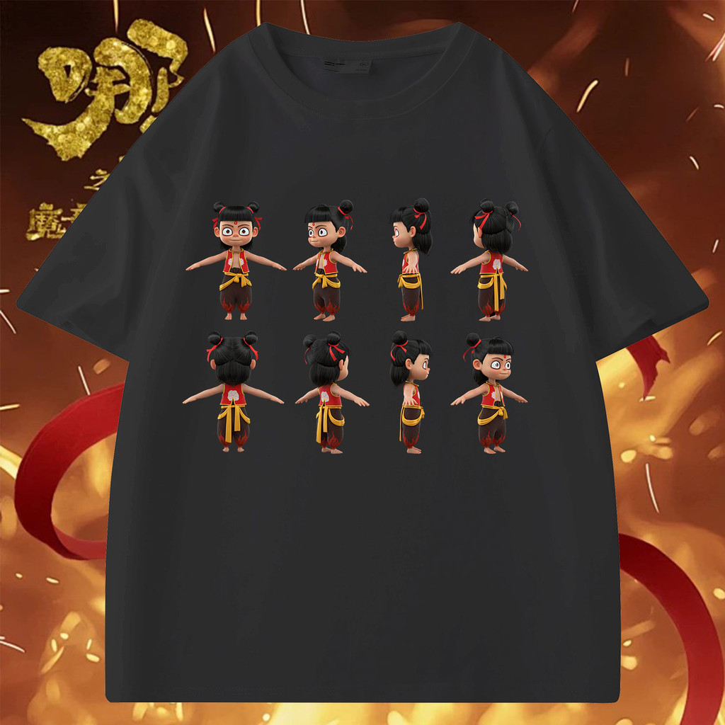 เสื้อยืด Nezha เสื้อยืดอะนิเมะ Anime Nezha 2 Printed Nezha T-Shirt ผ้าฝ้ายสะดวกสบาย