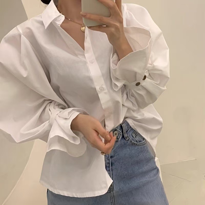 สไตล์เกาหลีผู้หญิงสุภาพสตรีเสื้อแขนยาวหลวมเสื้อ ราคา ถูกที่สุด ดีลบีเคเค แกลเลอรีภาพที่ 4