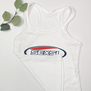 Y2k White Itsuer Vest เสื้อพิมพ์ลายตัวอักษรเซ็กซี่ของผู้หญิง