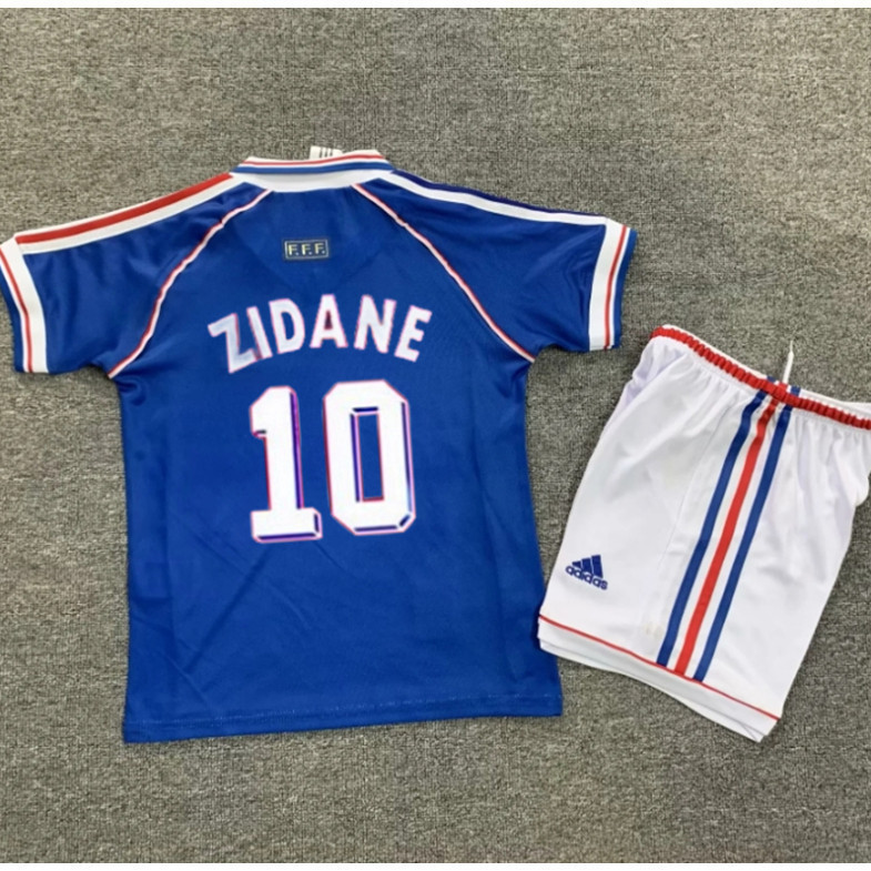 1998 French Home Kids Kit Soccer Jersey France Boys Set